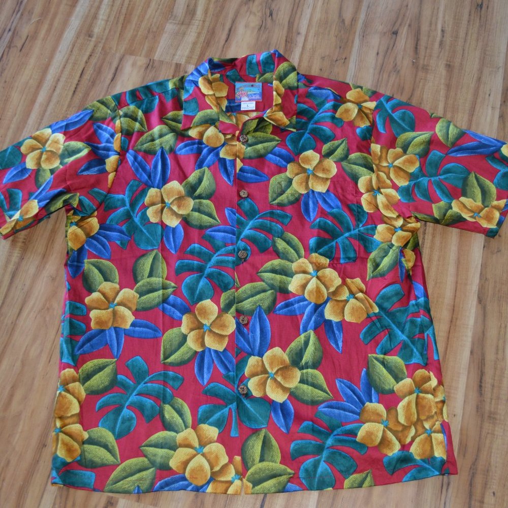 Joe Kealoha's Red Hawaiian Floral Hibiscus Large Magnum PI Cruise Beach